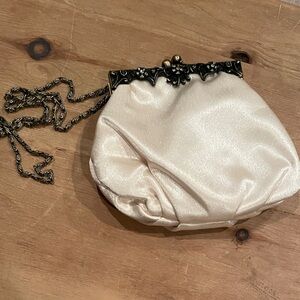 Jessica McClintock VTG satin floral jeweled formal Fairycore Cottagecore bag